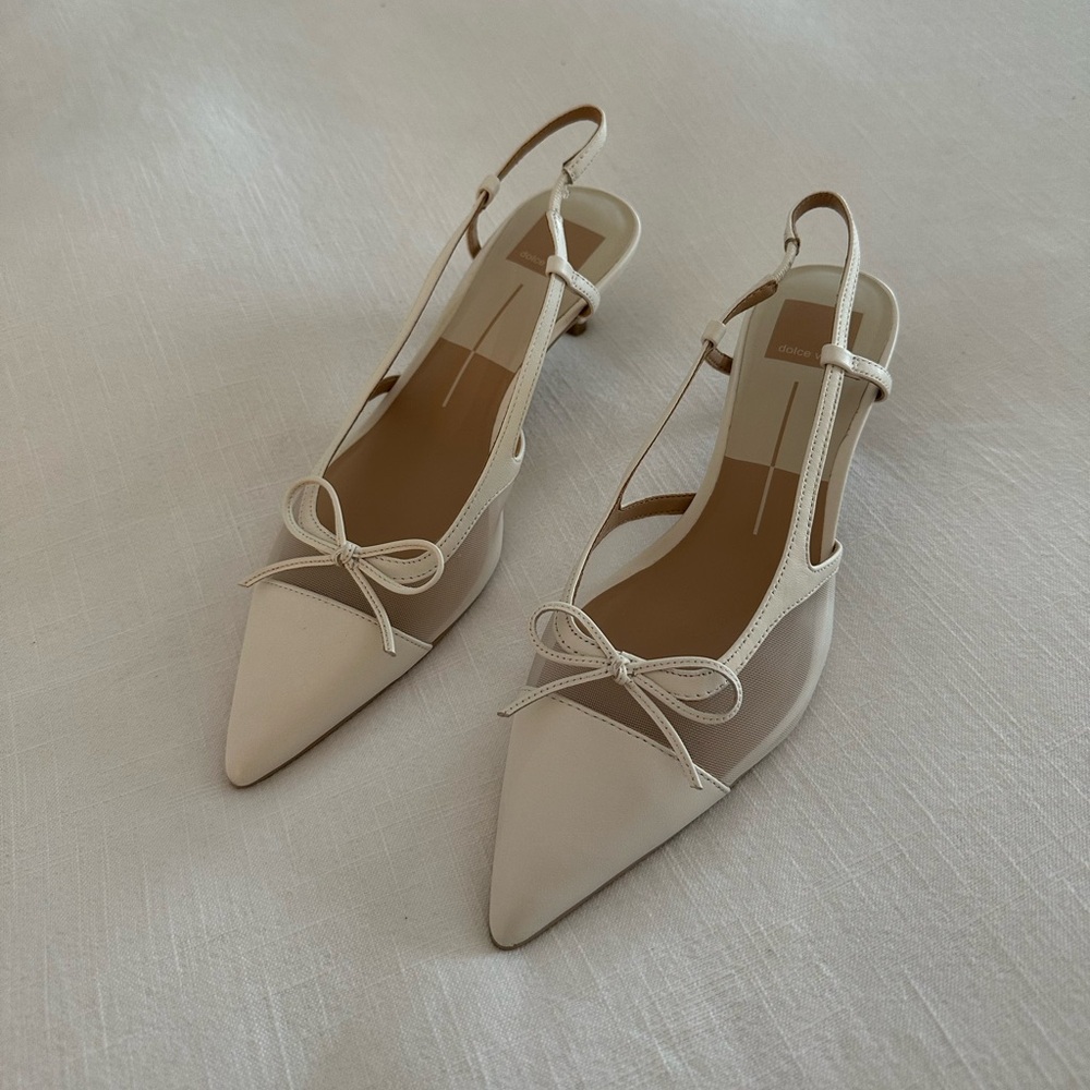Dolce Vita Cream Kitten Heel Slingbacks